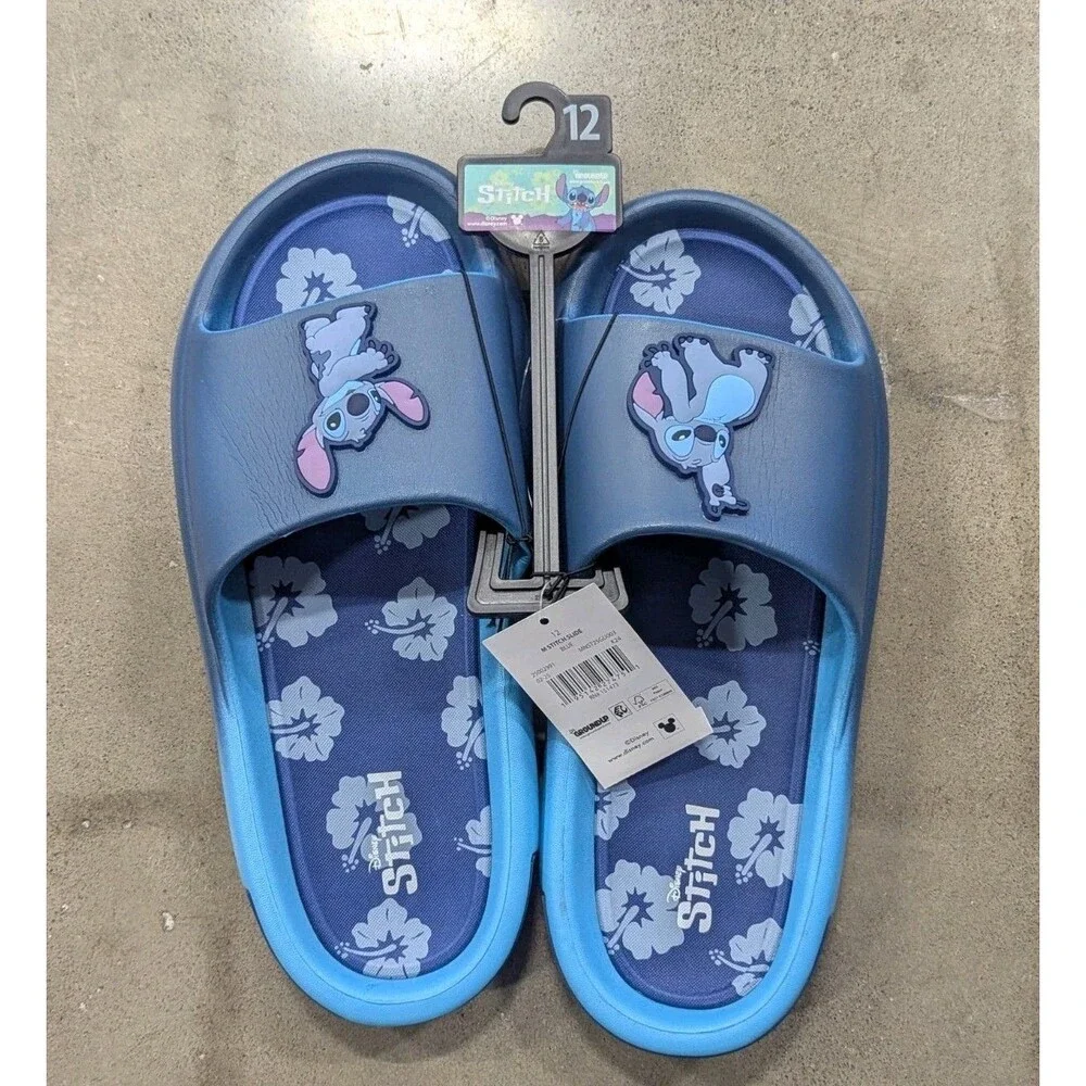 Disney's Lilo & Stich - Men’s Size‎ 12 Stitch Beach Blue Ombre Slide Sandals NWT